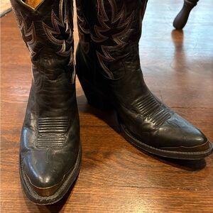 Black Leather Cowgirl Boots